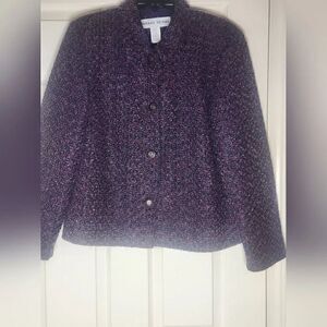 Vtg Adolfo Studio 16 MohairBlend Multiclred Full Lined Buttons Up Women’s Blazer